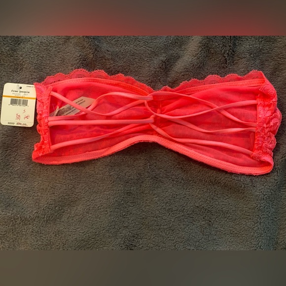 Intimately Free People Womens Lace Strapless Bandeau Bra, Pink, S - Picture 2 of 8